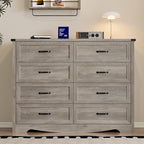 8-Drawer Dresser for Bedroom, Modern Wooden Chest of Drawers with Metal Handles, Anti-Tipping Design, Sturdy and Stable Storage Organizer for Living Room, Entryway, Home Office