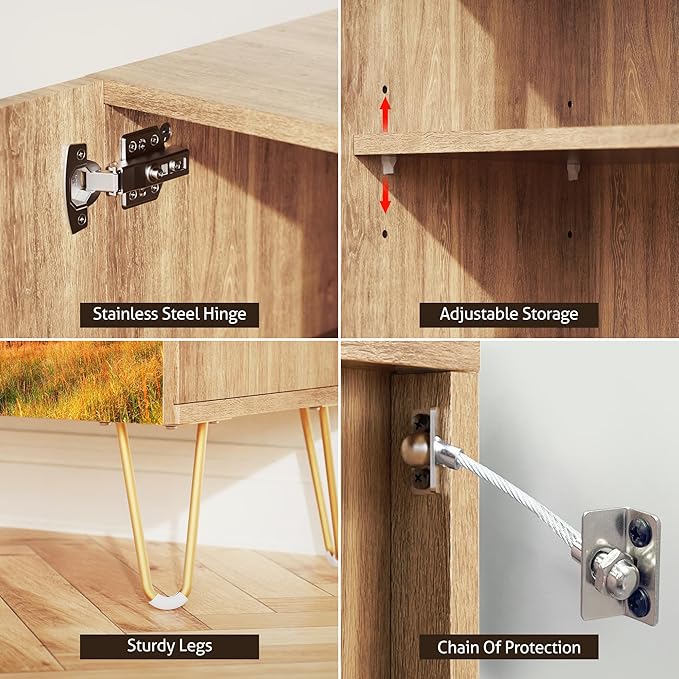 SIGNWIN Sideboard Buffet Cabinet, Kitchen Storage Cabinet with 2 Doors, Sunset Sky Autumn Mountain Valleyism, Cupboard Console Table for Dining Room - 35" L x 18" W x 29" H