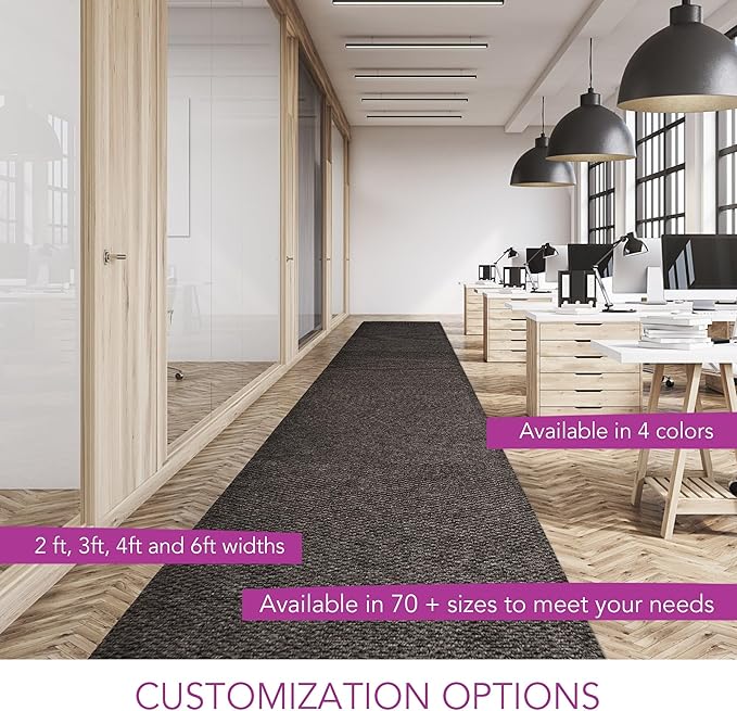 iCustomRug Hallway Runner Rug – 3x16ft Brown, Indoor/Outdoor, Non-Slip Rubber Backing, Low-Profile All-Weather Carpet, Non-Shedding & Easy Care, Entryway Mat Ideal for High Traffic Areas