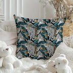 Exotic Tropical Jungle Leopard Print Pillow Covers 18x18, Cheetah Print Room Decor, Tropical Palm Leaf Cheetah Decorative Throw Pillow Covers for Home Bedroom Living Room