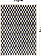 Rugshop Black and White Checkered Area Rug – High-Contrast Grid Pattern Carpet for Living Room, Bedroom, or Dorm – Trendy Contemporary Soft Floor Décor 7' 10" x 10' Black