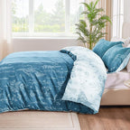 Love's cabin Mineral Blue Twin Comforter Set - Twin XL Size Comforter Set Dorm Bedding, 2 Pieces Cute Floral Bedding, Soft Reversible Flowers Comforter, 1 Comforter & 1 Pillow Sham