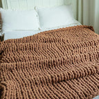 Chunky Knit Blanket - Luxury Soft Cozy 50 * 60 Throw Blanket,100% Woven Blanket Rope Knot Throw Blanket for Couch, Sofa, Home Decor, Gift - Machine Washable（Brown）