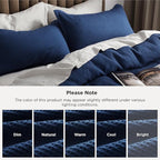 Bedsure Cotton Duvet Cover Queen - 100% Cotton Waffle Weave Navy Blue Duvet Cover Queen Size, GentleSoft™ and Breathable Bedding Set for All Season, 3 Pieces, 90"x90"