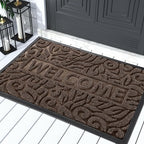 Yimobra Welcome Mat Outdoor, 29.5x17 Waterproof Front Door Mat Outside Entrance, All-Weather Non Slip Front Doormat, Low-Profile Entryway Mats Indoor, Porch and Patio, Coffee