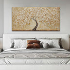 TAIJXAGSG Canvas Wall Art Decor Gold Tree Flower Wall Art Gold Tree Of Life Abstract Wall Decor Painting Pictures Botanical Wall Art For Living Room Bedroom Home Office Artwork 24"X 48"