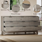 63" Long Dresser for Bedroom, 9-Drawer Fluted Dresser, Extra-Wide Wood Chest of Drawers with Smooth Metal Slides, Stable Base, Modern Clothes Storage Cabinet for Living Room, Hallway, Nursery