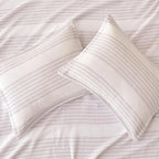 Amazon Basics Waffle Weave Microfiber 3-Piece Duvet Cover Set, Includes 1 Duvet Cover and 2 Pillow Shams, Queen, Pink Striped