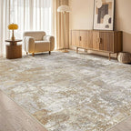 Tortania Washable 5x7 Area Rug for Living Room: Modern Abstract Neutral Large Soft Thin Rugs - Non Slip Indoor Carpet for Bedroom Dining Room Office Nursery Home Floor Decoration - Brown Grey