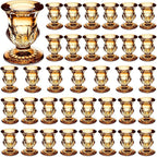 Foaincore 36 Pcs Candlestick Holders Bulk 2.5 Inch Taper Candle Holder for Table Centerpiece Thick Glass Ritual Candle Stand for Wedding Christmas Valentines Festival Party Decorations（Gold）