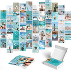 Y2K BOO Summer Beach Aesthetic Wall Collage Kit – 50 Ocean Blue & Sky Blue Photos, 4"x6" Prints for Teen Girls Dorm Room Decor, Beach Activities & Ocean Moments, Ideal Gift for Birthday & Graduation