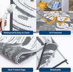 GAOMON Waterproof Outdoor Rug 8x10 Reversible Outdoor Plastic Straw Rug Modern Patio Carpet, Foldable Lightweight RV Camping Mat with Portable Bag & 4 Stakes, UV Resistant & Sturdy for Picnic, Grey