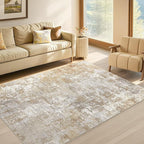 Tortania Washable 3x5 Area Rug - Modern Abstract Neutral Rugs Indoor Soft Thin Mat Non Slip Carpet for Entrance Front Door Living Room Bedroom Home Floor Decoration- Brown Grey