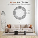 30" Round Window Mirror, Vintage Coastal Wall Mirror with Distressed Blue Wood Frame & Faux Windowpanes, Farmhouse Cottagecore Decor for Living Room, Entryway, or Dining Room