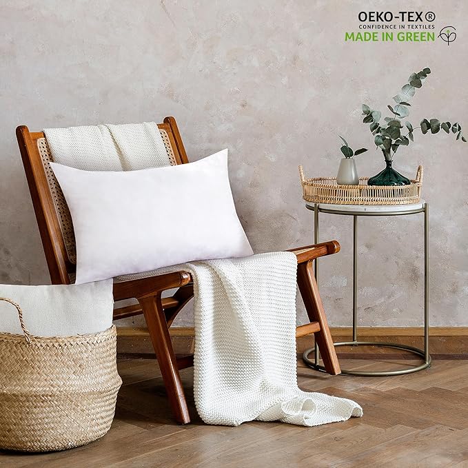 ROYALE LINENS 14 X 22 Pillow Insert - Down Alternative Throw Pillows Insert - Rectangle Pillow Pack of 1 White - Bed & Couch Pillows - Inner Cushion for Bed, Cushion for Living Room - Shams Stuffer