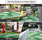 Waterproof Outdoor Rug 8x10ft, Green Leaf Reversible Plastic Straw Mat for Patio RV Deck Porch Backyard Balcony Camping Picnic Beach Indoor Outdoor Carpet, Green&White