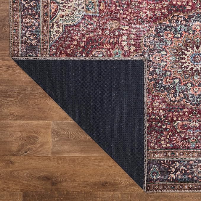 Keen Home Design 8x10 Rug - Machine Washable Area Rug with Non-Slip Backing, Ideal for Living Room, Dining Room, Bedroom - Vintage, Easy Clean, Durable, Low Pile Rug - (8' x 10')