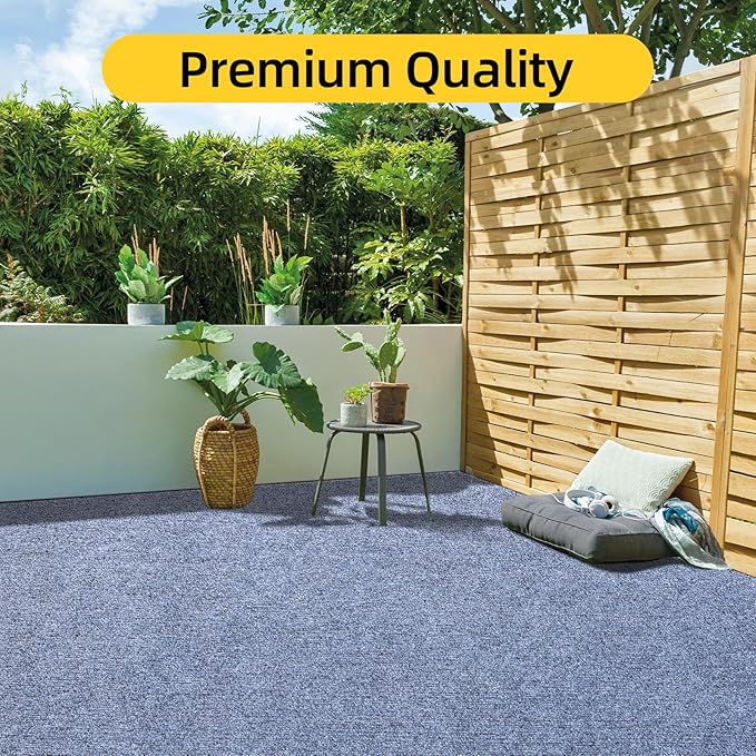 Marine Carpet,6 FT x 14 FT Blue-Gray Indoor Outdoor Carpet 0.2" Thick Boat Carpet with Water-Proof TPE Backing, Non-Slide Outdoor Marine Carpet Roll for Home, Patio, Porch, Deck