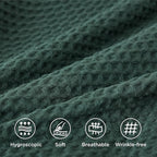 Bedsure Cotton Duvet Cover King - 100% Cotton Waffle Weave Forest Green Duvet Cover King Size, GentleSoft™ and Breathable Bedding Set for All Season, 3 Pieces, 104"x90"