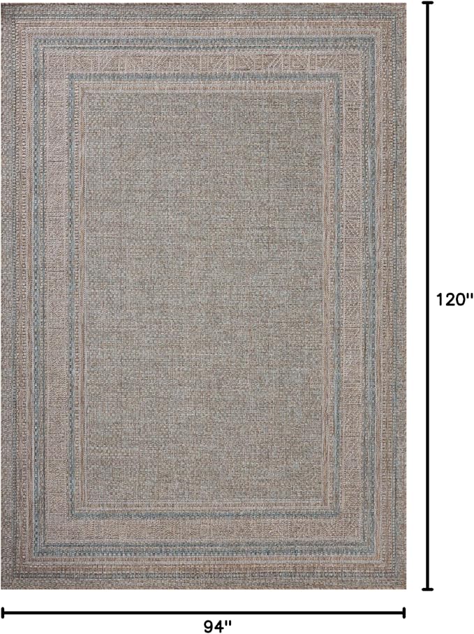 Loloi Amber Lewis Topanga Collection TOP-05 Natural/Teal 7'-10" x 10' Indoor/Outdoor Area Rug
