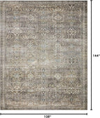 Loloi Layla Collection LAY-13 Antique/Moss 9'-0" x 12'-0" .13" Thick Area Rug, Soft, Durable, Vintage Inspired, Distressed, Low Pile, Non-Shedding, Easy Clean, Printed, Living Room Rug