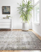 Loloi Layla Collection LAY-06 Taupe/Stone 7'-6" x 9'-6" .13" Thick Area Rug, Soft, Durable, Vintage Inspired, Distressed, Low Pile, Non-Shedding, Easy Clean, Printed, Living Room Rug