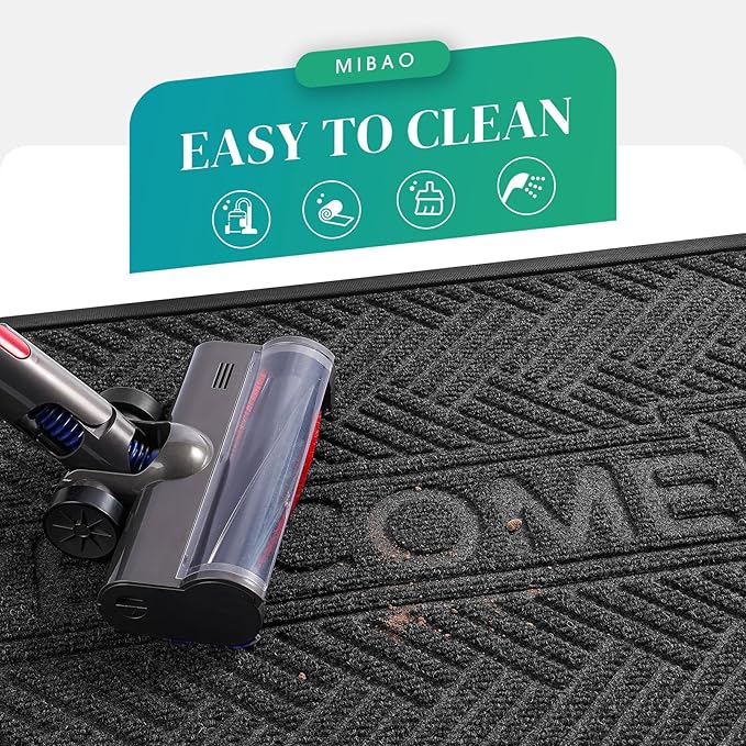 Mibao Front Door Mat Outside Entrance, Durable Outdoor Indoor Mat, Low Profile Heavy Duty Doormat, Non-Slip, Traps Dirt and Moisture, Easy Clean Patio Porch Entryway Mat, 29.5" x 17", Grey