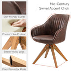 Art Leon Mid Century Modern Swivel Accent Chair with Beech Wood Legs, Desk Chair No Wheels, Armchair for Desk, Suede