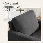 Mid-Century Accent Chair,Modern Linen Fabric Armchair for Living Room,Comfy Upholstered Reading Accent Chairs for Bedroom,Single Sofa Chair with Wood Legs (Dark Grey, 2 Pack)