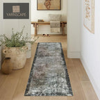 2'6'' x 8' Washable Area Rug - Low Pile Soft Vintage Indoor Rug for Living, Dining or Bedroom - Lightweight Carpet with Non-Slip Backing - Foldable for Easy Placement, Blackish