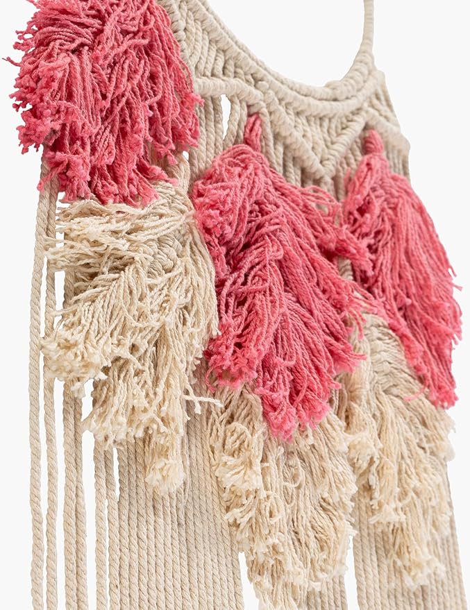 Mark&Day Wall Hanging, Tosens Bohemian/Global Farmhouse Bright Pink Tapestry Wall Hanging for Living Room, Bedroom, Office or Kitchen (32"H x 11"W)