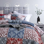 Secgo California King Quilt Size - 100% Cotton Oversized California Comforter Set Bedding Sets (120 * 110 Inch) with 2 Pillow Shams, Patchwork Reversible Lightweight Bedspread