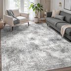 GENIMO Washable Area Rugs for Living Room, 10x14 Modern Non Slip Rugs, Low Pile Lightweight Soft Print Rug for Bedroom, Dining Room, Home Office, Grey