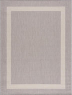 CAMILSON Outdoor Rug 6x9,Modern Outside Rugs for Patios Porches Waterproof Durable Washable Non-Shedding, Easy-to-Clean Indoor Outdoor Area Carpet (6 x 9, Bordered - Gray/White)