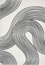 Abani Nuevo Beige Black Swirls Modern Area Rug 4' x 6' for Living Room, Bedroom - Abstract Design - Durable & Easy to Clean