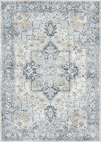 GENIMO Area Rug 2x3 Doormat, Machine Washable Low Pile Vintage Rugs, Small Lightweight Rug Entryway Indoor Mat for Entrance, Hallway, Kitchen and Corridor, Blue