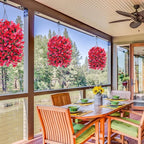 Artificial Bougainvillea Faux Flowers Plants Baskets for Outdoor Outside Decoration, 3 PCS Fake Silk Flowers Long Trailing Vines UV Resistant Realistic for Front Door Porch Patio Balcony, RedHotpink