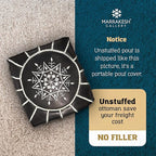 Genuine Leather Round Pouf Cover - Handmade Moroccan Ottoman Footstool, Unstuffed Footrest Under Desk - Boho Decor - Bohemian Living Room, Bedroom, Kids Room - Housewarming Gift & Wedding