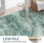 Area Rugs 10x12 for Living Room Bedroom, Modern Splash Abstract Machine Washable Rug, Large Soft Low Pile Floor Cover with Non Slip Backing for Dining Room, Teal Green