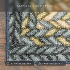 Maples Rugs Marion Bohemian Braided Design Print Area Rug – Made in USA – Washable, Non Slip Indoor Carpet for Entryway, Foyer, Kitchen, and Bathroom, 34" x 20", Multi-Color