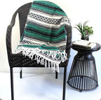 Del Mex Classic Mexican Blanket, Large Authentic Woven Falsa Throw (70"x50"), Artisan Southwest Décor for Beach, Yoga, Outdoors (Teal)