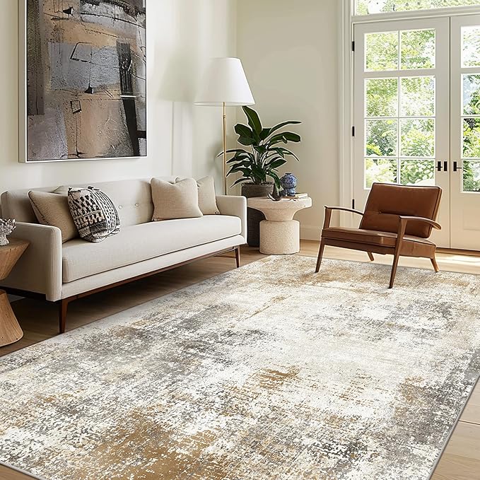 8X10 Area Rug for Bedroom Living Room, Modern Abstract Machine Washable Area Rug, Large Soft Low Pile Carpet with Non-Slip Backing for Dining Room