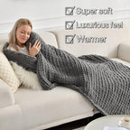 Maetoow Tighter Version Chenille Chunky Knit Blanket Throw （40×50 Inch）, Handmade Warm & Cozy Blanket Couch, Bed, Home Decor, Soft Fleece Banket, Boho Thick Blankets and Giant Yarn Throws，Dark Grey