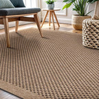 CAMILSON Easy Jute Rug 9x12, Indoor Outdoor Natural Color Fiber Area Rugs for Living Room Patio and Kitchen Rug, Sisal Boho Woven Design, Easy-Cleaning, Washable Outside Carpet Alfombras (9 x 12)