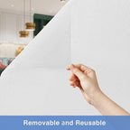 Volcanics Frosted Glass Window Privacy Film with Installation Tools, Removable Static Cling Bathroom Window Film, Heat Control UV Blocking, Peep-Proof, Ideal for Home Office 17.5 x 78.7 Inches