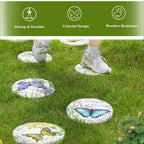 Sungmor 3PC Pretty Garden Stepping Stones, 9.8" Large Concrete Decorative Stones with Beautiful Pattern, Unique Outdoor Lawn Accents, Yard Walkway Flower Bed Wall Shelf Welcome Friends Decorations