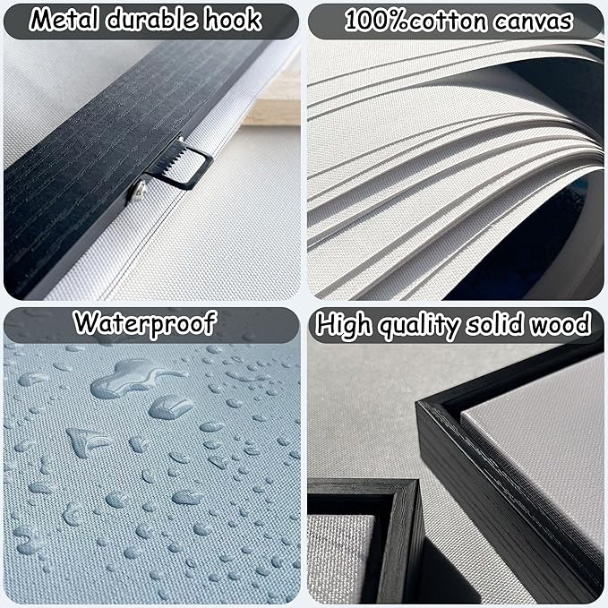 AJAZIKO Blue Wall Art Large Pictures for Living Room Abstract Wall Decor Wall Decoration Print Pictures Canvas Framed Artwork Paintings for Office Above Bed Wall Decor 24×48IN