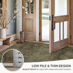 GENIMO 8x10 Area Rugs for Living Room, Machine Washable Non Slip Vintage Rugs, Low Pile Lightweight Chenille Print Rug for Bedroom, Dining Room, Home Office, Moss Taupe