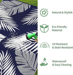 GENIMO Outdoor Rug 4' x 6' Waterproof for Patios Clearance, Reversible Outdoor Plastic Straw Camping Rug Carpet, Large Area Rugs Mats for RV, Camper, Deck, Balcony, Porch, Beach, Navy Blue&White