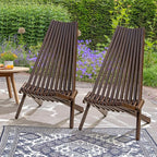 IDZO Elina FSC Eucalyptus Tamarack Chairs, 300Lbs Capacity Modern Adirondack Style, Wooden Folding Seats, for Fire Pit Outdoor & Indoor - Cinnamon, Set of 2